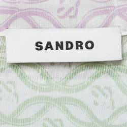Sandro Multicolor Linen Blend Printed Crop Top M
