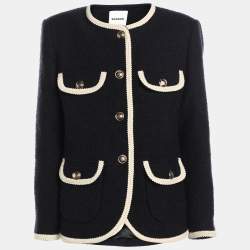 Sandro Navy Blue/Cream Tweed Jacket S