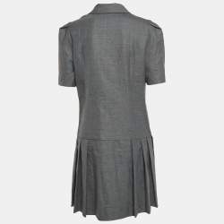 Sandro Grey Gabardine Mini Pleated Blazer Dress L