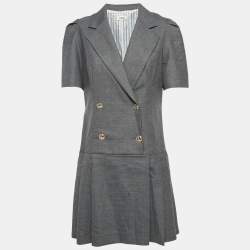 Sandro Grey Gabardine Mini Pleated Blazer Dress L