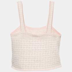 Pre Owned Sandro Pink Patterned Knit Sleeveless Crop Top M