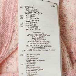 Pre Owned Sandro Pink Patterned Knit Sleeveless Crop Top M