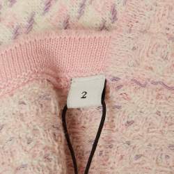 Pre Owned Sandro Pink Patterned Knit Sleeveless Crop Top M