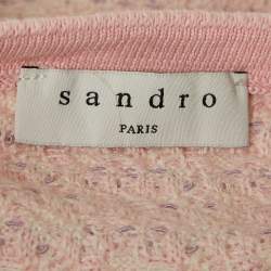 Pre Owned Sandro Pink Patterned Knit Sleeveless Crop Top M