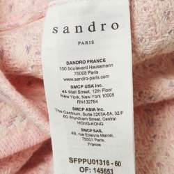 Pre Owned Sandro Pink Patterned Knit Sleeveless Crop Top M