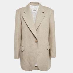 Sandro Beige Wool Blend Single Breasted Blazer M