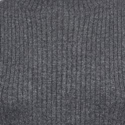 Pre Owned Sandro Grey Rib Knit Buttoned Ruche Detail Midi Dress XL