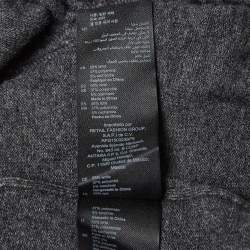 Pre Owned Sandro Grey Rib Knit Buttoned Ruche Detail Midi Dress XL