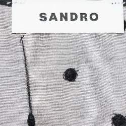 Pre Owned Sandro Black Organza and Rib Knit Ruched Bustier Effect Mini Dress M