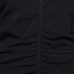 Pre Owned Sandro Black Organza and Rib Knit Ruched Bustier Effect Mini Dress M