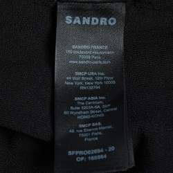 Pre Owned Sandro Black Organza and Rib Knit Ruched Bustier Effect Mini Dress M