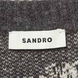 Sandro Grey Floral Intarsia Knit Sweater L