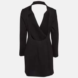 Pre Owned Sandro Black Jersey Backless Tailored Short Dress L