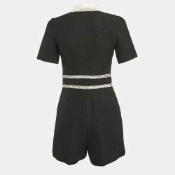 Sandro Black Lace Trim Tweed Ariela Playsuit S