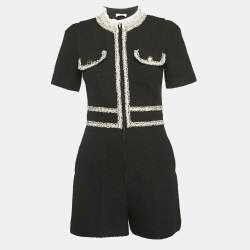Sandro Black Lace Trim Tweed Ariela Playsuit S