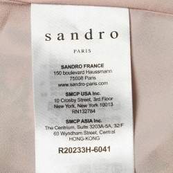 Pre Owned Sandro Pink Floral Print Silk V-Neck Dress M