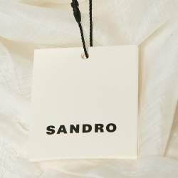 Sandro Ivory White Lace Trim Linen Button Front Midi Dress L