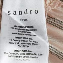 Pre Owned Sandro Pink Stripe Silk Ruffled Midi Dress L