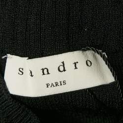 Pre Owned Sandro Black Houndstooth Knit Mini Dress XS