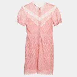Sandro Pink Gavin Lace Puff Sleeve Mini Dress M