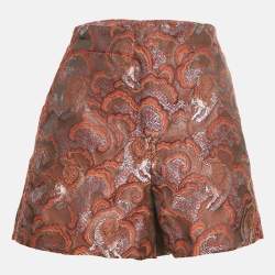 Sandro Brown Paisley Jacquard Shorts L
