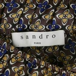 Sandro Multicolor Printed Satin Straight Leg Dany Trousers S