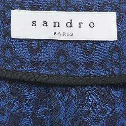 Sandro Blue Jacquard Crepe Amparo Pants S