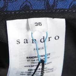 Sandro Blue Jacquard Crepe Amparo Pants S
