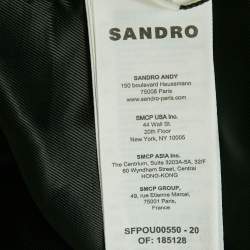Sandro Black Gabardine and Plisse Long Coat M