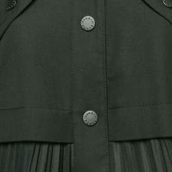 Sandro Black Gabardine and Plisse Long Coat M