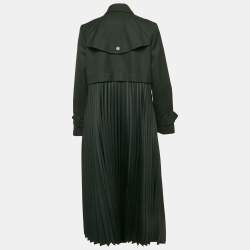 Sandro Black Gabardine and Plisse Long Coat M
