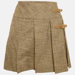 Sandro Brown Houndstooth Pleated Mini Skirt S