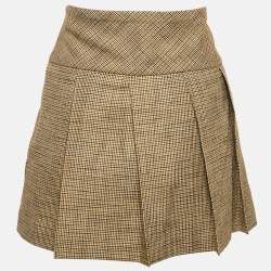 Sandro Brown Houndstooth Pleated Mini Skirt S