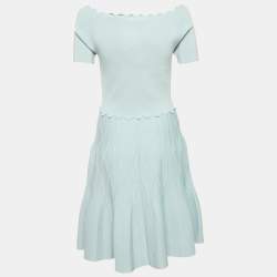 Sandro Blue Stretch Knit Mini Dress L