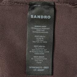 Sandro Brown Knit Fringed Beaded Hem Bodycon Dress S