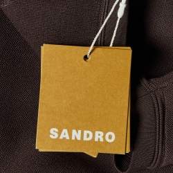 Sandro Brown Knit Fringed Beaded Hem Bodycon Dress S