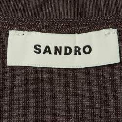 Sandro Brown Knit Fringed Beaded Hem Bodycon Dress S