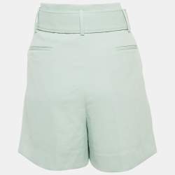 Pre Owned Sandro Green Cotton Pleated Shorts XL
