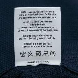 Pre Owned Sandro Navy Blue Knit Striped Band Dettail Mini Dress M