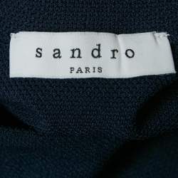 Pre Owned Sandro Navy Blue Knit Striped Band Dettail Mini Dress M