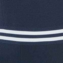Pre Owned Sandro Navy Blue Knit Striped Band Dettail Mini Dress M