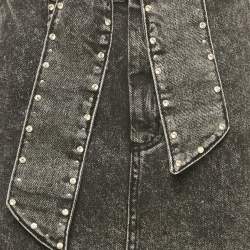 Pre Owned Sandro Black Denim Stud Detail Belted Mini Skirt S