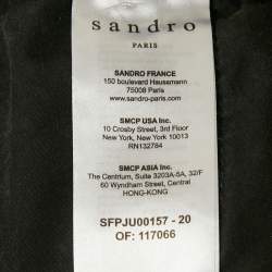 Pre Owned Sandro Black Denim Stud Detail Belted Mini Skirt S
