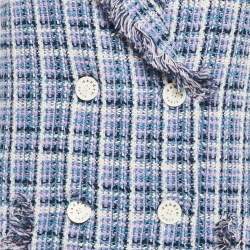 Pre Owned Sandro Purple Tweed Double Breasted Mini Dress M