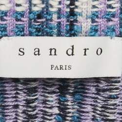 Pre Owned Sandro Purple Tweed Double Breasted Mini Dress M