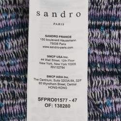 Pre Owned Sandro Purple Tweed Double Breasted Mini Dress M