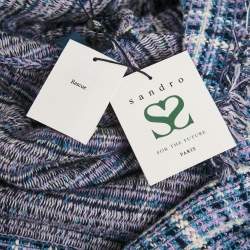 Pre Owned Sandro Purple Tweed Double Breasted Mini Dress M