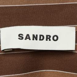 Pre Owned Sandro Brown Striped Embellished Cotton Shirt & Pants Set XL