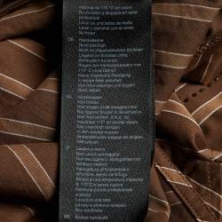 Pre Owned Sandro Brown Striped Embellished Cotton Shirt & Pants Set XL