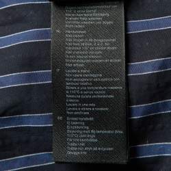 Pre Owned Sandro Midnight Blue Stripe Cotton Rhinestone Embellished Shirt and Pants Set XL